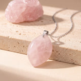 Collier Pierre Quartz Rose, Pendentif Plat Forme Libre, Chaîne ou Cordon