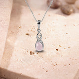 Collier Argent Quartz Rose, Pendentif Ovale Celtique 8 x 6 mm (Ancha)
