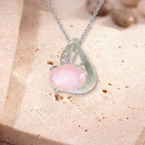 Pendentif Quartz Rose Femme, Ovale Facetté 9 x 7 mm et Argent 925 (Diadem)