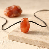 Pendentif Cornaline Femme, Pierre Roulée Percée de 2 à 3 cm, Chaîne ou Cordon