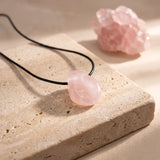 Pendentif Quartz Rose Pierre Roulée Percée