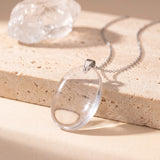 Pendentif Cristal de Roche Homme et Femme, Ovale Plat de 3,5 à 4,5 cm