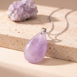 Pendentif Goutte Plate en Améthyste, Bijou de Lithothérapie Violet