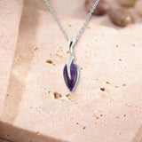 Collier Améthyste, Grande Goutte 25 x 11 mm et Flamme d'Argent 925 (Algorab)