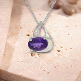 Pendentif Améthyste Véritable Facettée, Ovale 9 x 7 mm et Argent 925 (Alsafi)