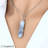 Pendentif Pointe Agate Grise Botswana 