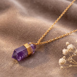 Collier Améthyste Femme, Pointe Violette sur Chaîne Dorée