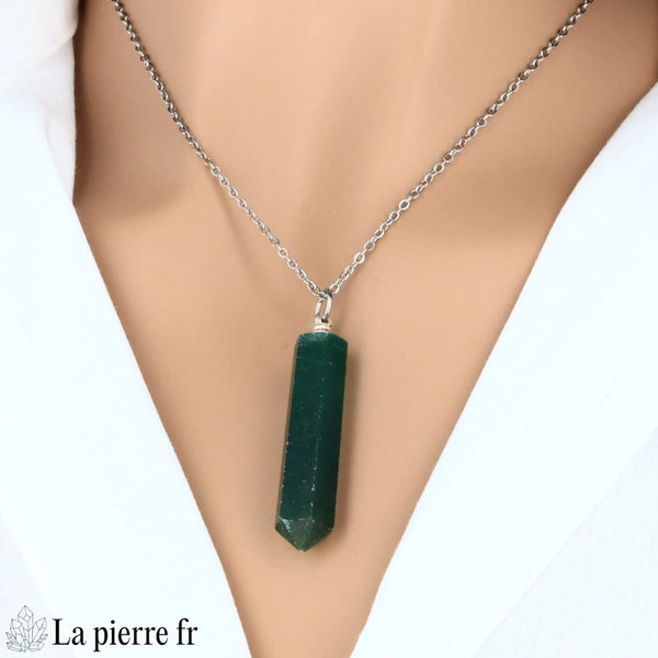 pendentif aventurine verte pointe inde pierre naturelle verte