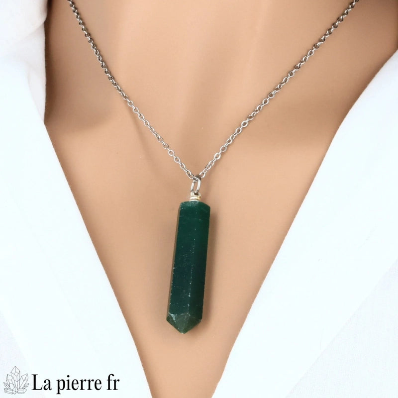 pendentif aventurine verte pointe inde pierre naturelle verte