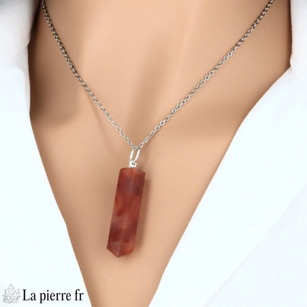 pendentif cornaline pointe brésil pierre naturelle orange lithothérapie