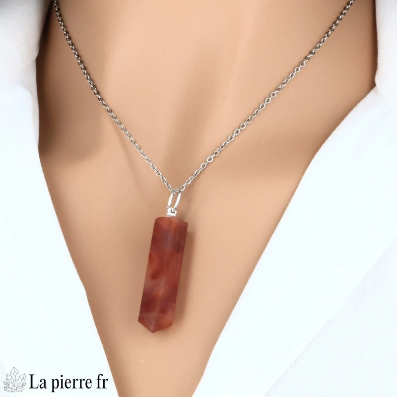 pendentif cornaline pointe brésil pierre naturelle orange lithothérapie