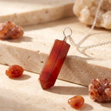 Pendentif Pointe Cornaline de 3 à 3,5 cm, Chaîne ou Cordon