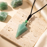 Collier Pierre Homme et Femme, Pointe de Flèche en Aventurine Verte