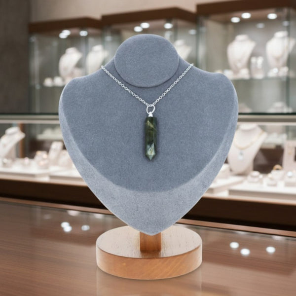 Pendentif pointe en pierre de Labradorite naturelle – bijou de protection