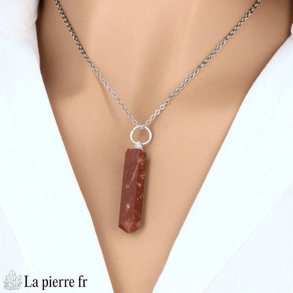 pendentif jaspe rouge pointe afrique du sud pierre naturelle rouge