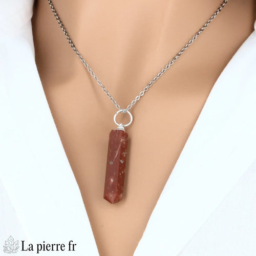 Pendentif Pointe Jaspe Rouge " force vitale & stabilité intérieure "