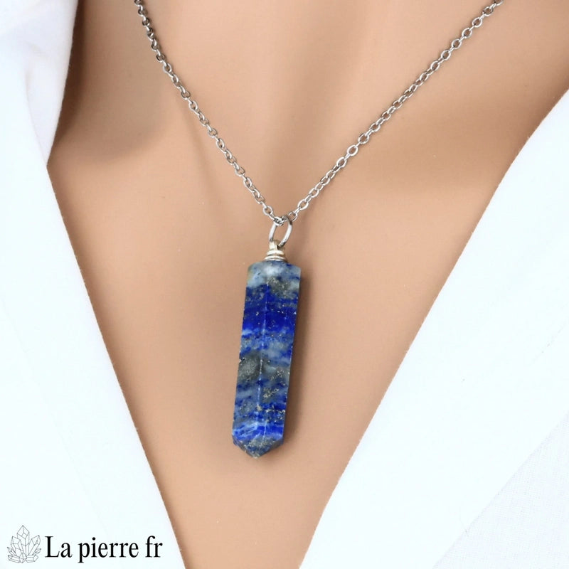 pendentif lapis lazuli pointe afghanistan pierre bleue naturelle lithothérapie