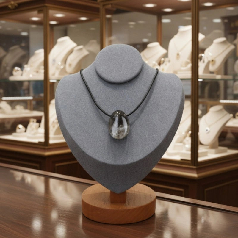 collier quartz fumé brun translucide