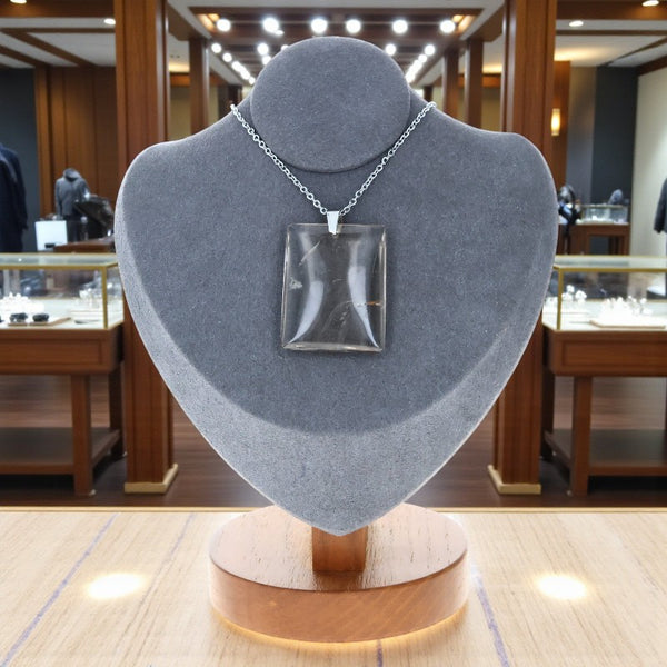 collier quartz fume rectangle pierre naturelle madagascar
