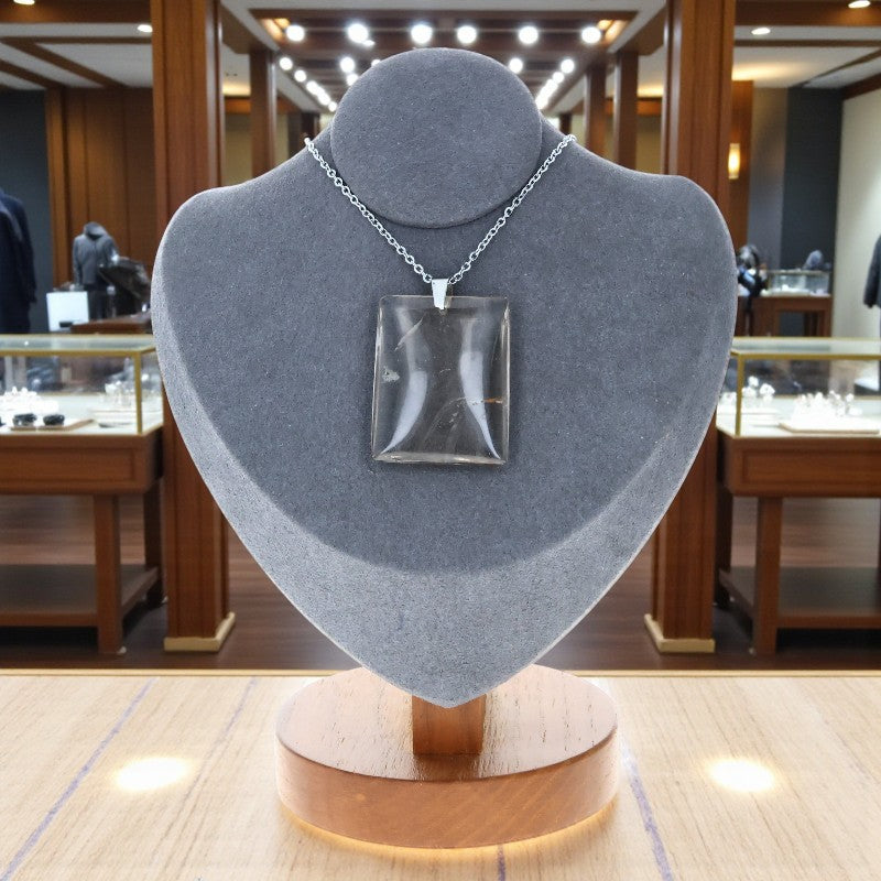 collier quartz fume rectangle pierre naturelle madagascar