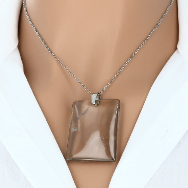 pendentif quartz fume pierre plate brune translucide lithotherapie