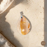 Pendentif Quartz Hématoïde Jaune Pièce Unique, Forme Libre, Numéro au Choix