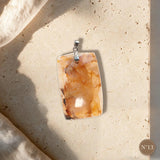 Pendentif Quartz Hématoïde Jaune Pièce Unique, Forme Libre, Numéro au Choix