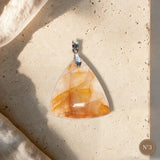 Pendentif Quartz Hématoïde Jaune Pièce Unique, Forme Libre, Numéro au Choix