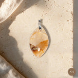 Pendentif Quartz Hématoïde Jaune Pièce Unique, Forme Libre, Numéro au Choix