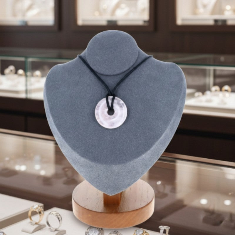 collier quartz rose donut pierre naturelle rose