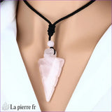 Collier-pendentif en quartz rose naturel en forme de flèche | La Pierre Fr