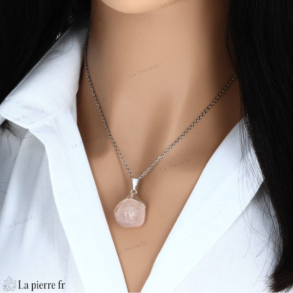 Pendentif en quartz roulé avec bélière argentée