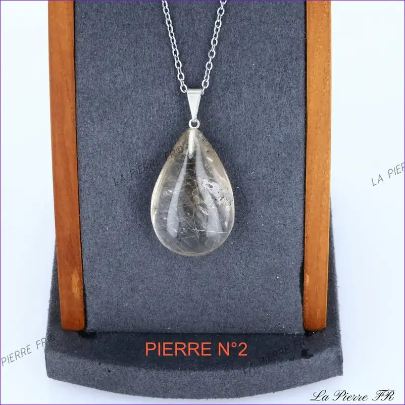 Pendentif Quartz Rutile Naturel Forme Goutte pendentif quartz rutile