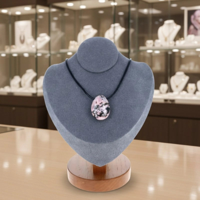 collier rhodonite rose noir