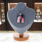 Pendentif Rhodonite – pierre rose et noire plate