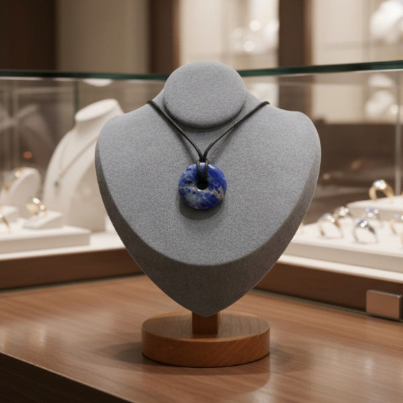 collier sodalite donut bleu nuit pierre naturelle