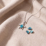 Collier Pendentif Tortue de Mer en Nacre Naturelle Bleue