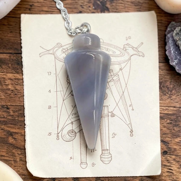 Pendule goutte en agate grise, pierre naturelle