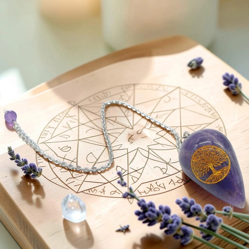 Pendule Arbre de Vie violet en améthyste