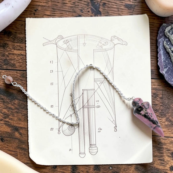 Pendule de recherche en rhodonite