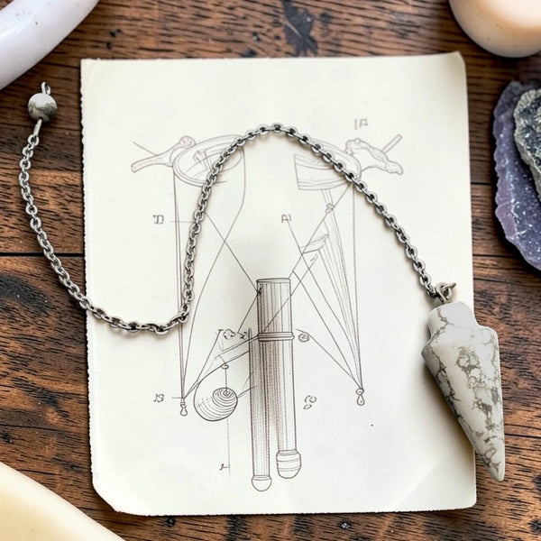 Pendule pour débutant en howlite avec chaînette argentée