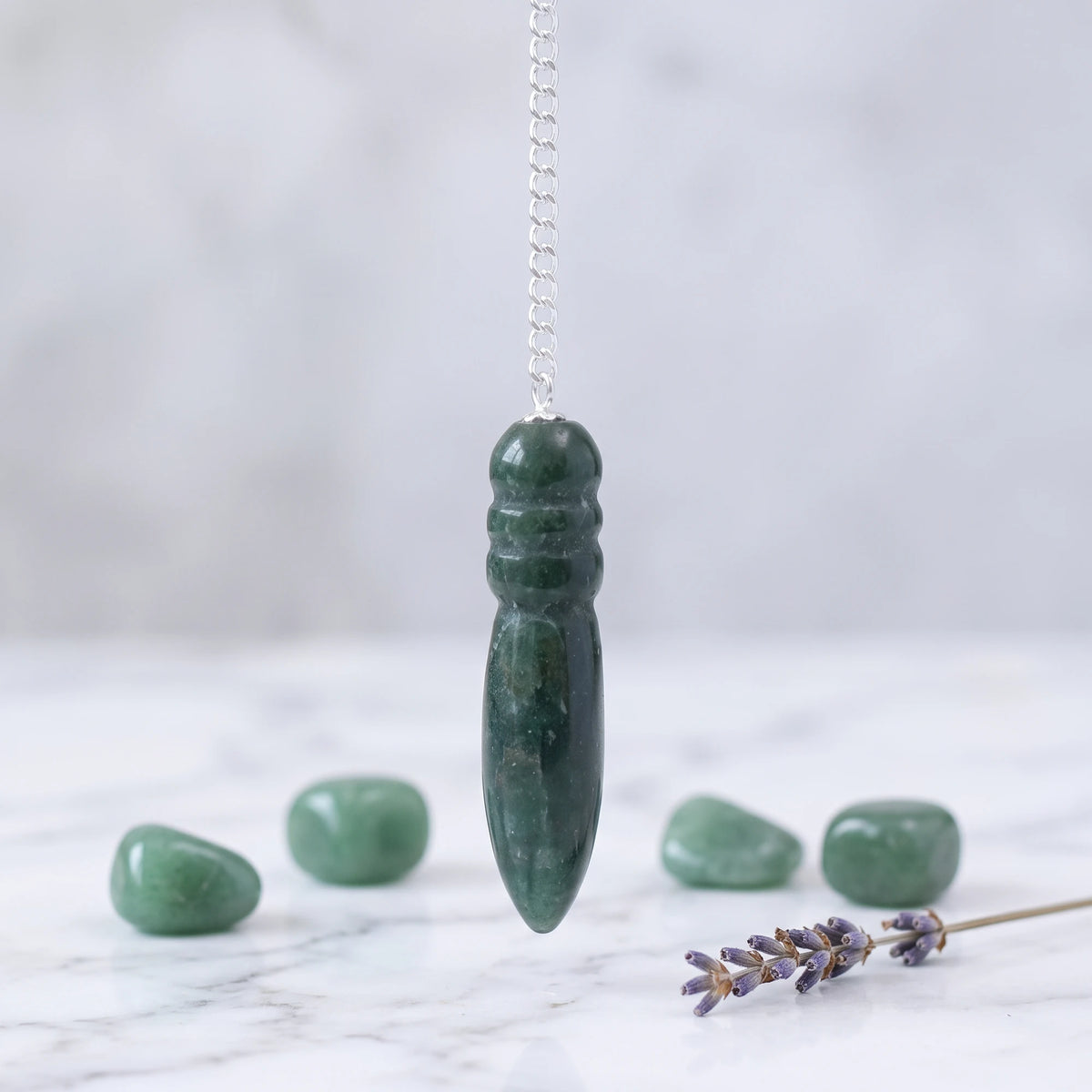 Pendule égyptien en aventurine verte, pierre naturelle de chance