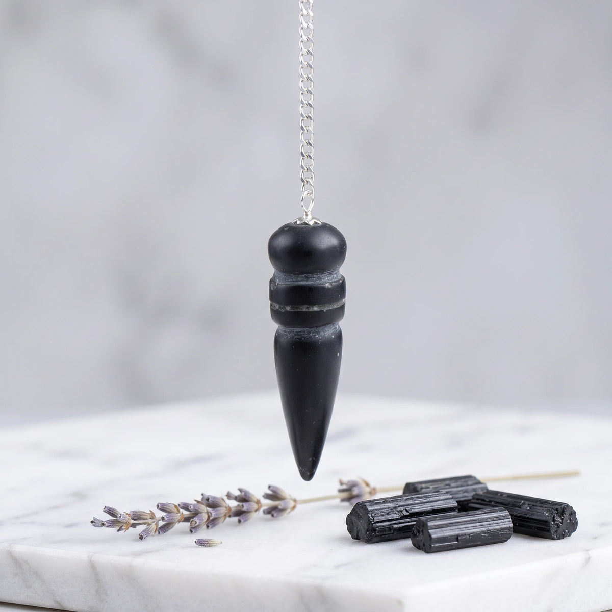 Pendule égyptien en tourmaline noire, pierre naturelle de protection