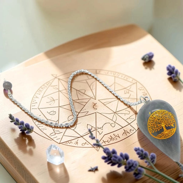 Pendule gravé Arbre de Vie en labradorite
