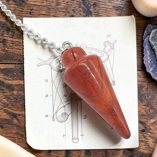 Pendule en jaspe rouge, pierre naturelle