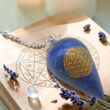 Pendule Lapis Lazuli Gravé Fleur de Vie - pierre naturelle
