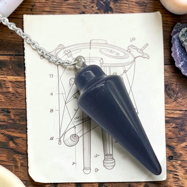 Pendule en obsidienne noire, pierre naturelle