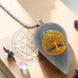 Pendule Labradorite Gravé Arbre de Vie - pierre naturelle