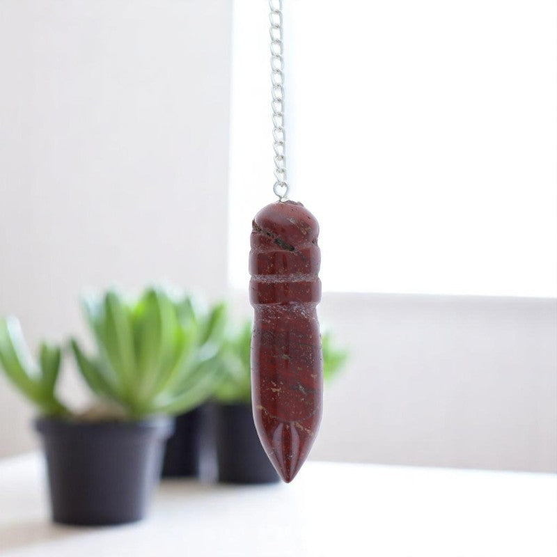 Pendule Égyptien (Jaspe Rouge) pierre rouge terre tenu pour radiesthésie d'ancrage - La Pierre Fr