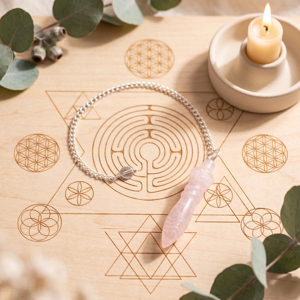 Pendule rose de Thot en quartz rose pour la radiesthésie
